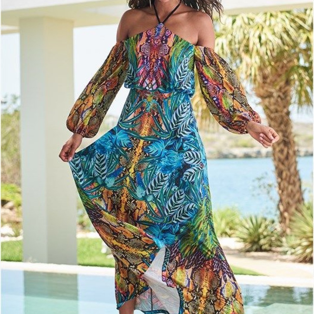 VENUS Vibrant Multicolor Halter Dress